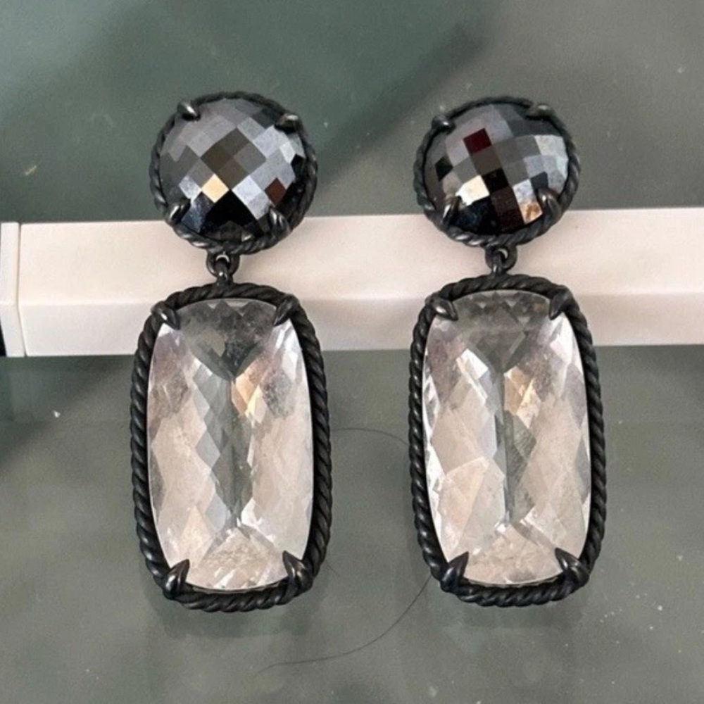 DAVID YURMAN LARGE CHATELEINE CRYSTAL DROP PIERCED EARRINGS